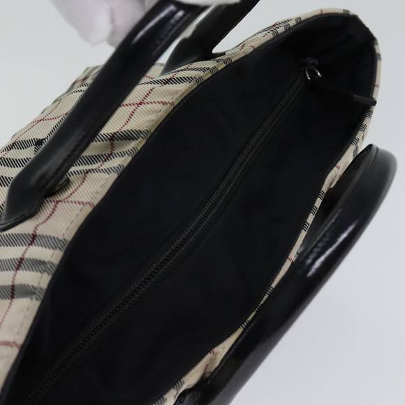 BURBERRY Nova Check Blue Label Hand Bag Nylon Beige Auth kk225 - Picture 6 of 16